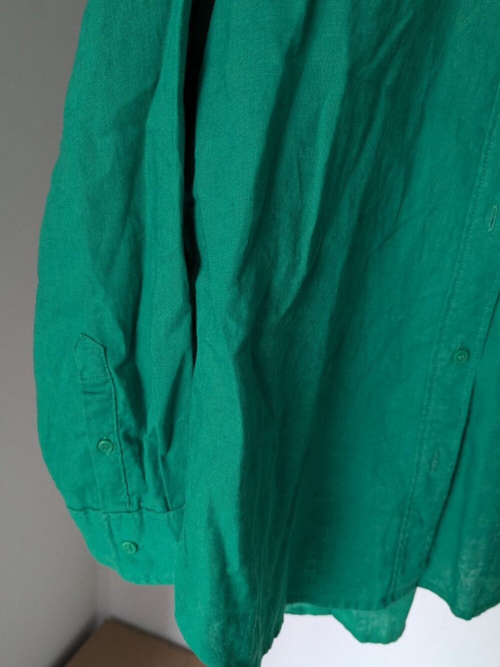 Oversized Green Linen Blend Button Up - Picture 9 of 12